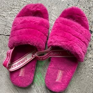 Well worn fuzzy slippers